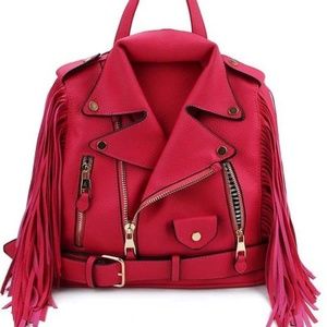 Motorcycle Jacket Handbag- Fuchsia